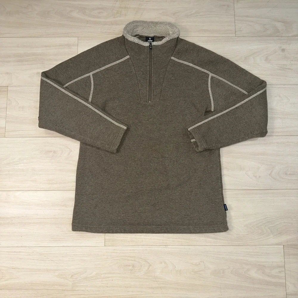 Kuhl Europa 1/4 Zip Sweater Mens Large Oatmeal Brown Alfpaca Hiking Outdoors